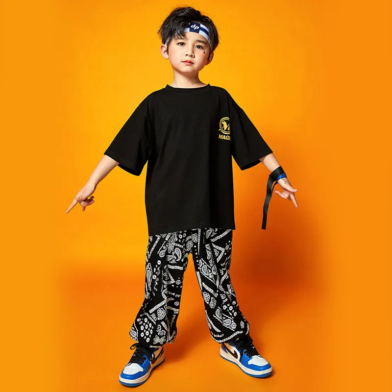 Kinder kostüm Hip Hop Sommer Jungen Hip Hop Mode Mädchen Jazz Kleid Kinder kurze Ärmel gut aussehend