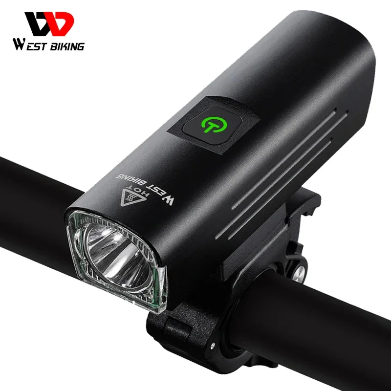 WEST BIKING 1300 Lumen LED Bike Lights 4500mAh 5 Modes Bicycle Headlight Rainproof Flashlight USB Lamp With Bracket Accessories