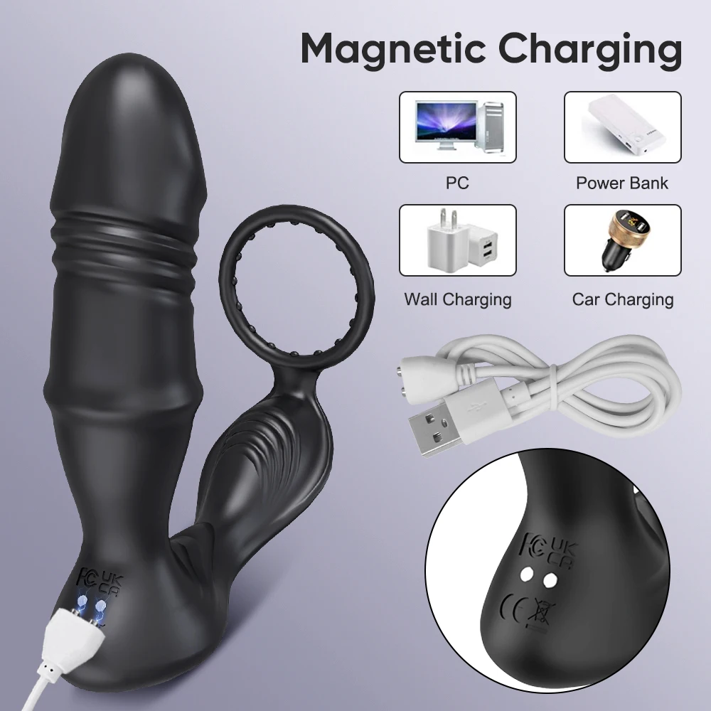 Male Thrusting Prostate Massager Bluetooth APP Vibrator for Men Gay Anal Plug Wireless Remote Butt Plug Sex Toy for Couples