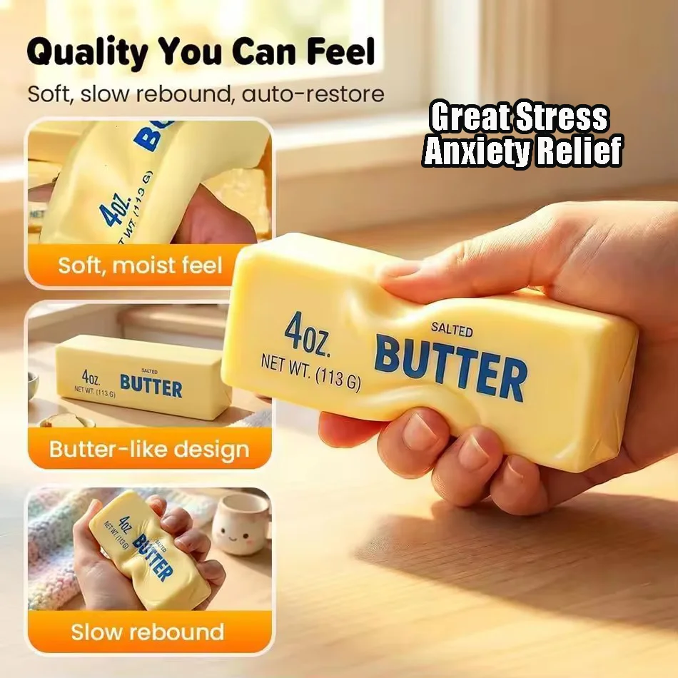Super Elastic PU Butter Stick Squishy Fidget Toy Wet Sticky Novelty Stress Relief Prank Toy Desktop Travel Office Leisure Time