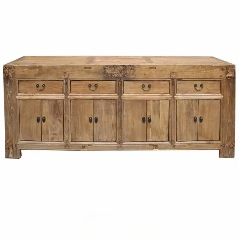 Chinese Antique Recycled Solid Wood Natural Long Sideboard Furniture