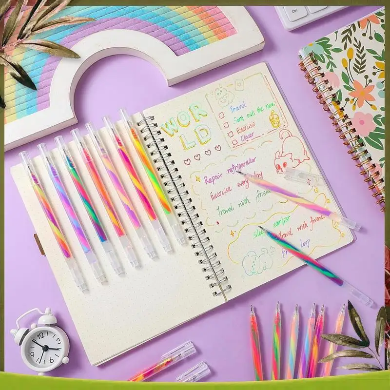 New-36 Pcs Rainbow Gel Pens Color Changing Glitter Neon Gel Pens Rainbow Pens For Adult Coloring Book