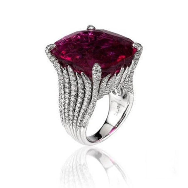 الكلاسيكية الفاخرة ريال الصلبة 925 خاتم فضة 3Ct AAA + الزركون الزفاف الاسترليني خواتم مجوهرات الخطوبة للنساء الفتيات هدية عيد الميلاد