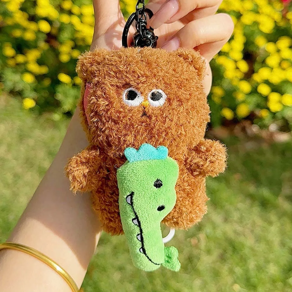 

Kawaii мягкие мультяшные подвески в виде крокодила, медведь, цыпленок, плюшевое брелок для ключей с животными, полипропилен, хлопок, кролик, шнурок, вращающаяся кукла для детей
