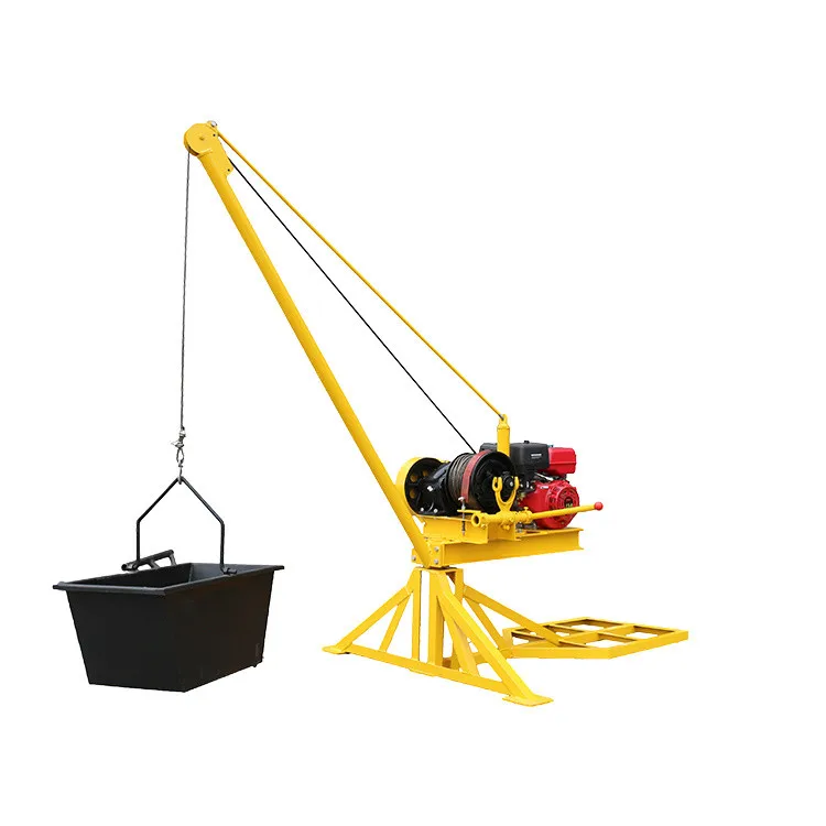 360 degrees rotate 500kg 1000kg 2000kg  small outdoor use mini engine crane construction materials lift crane