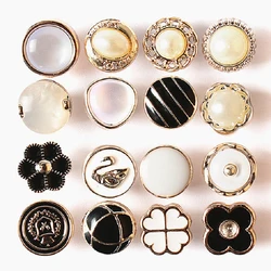 10pcs/set Metal Gold Pearl Buttons Plastic Shank Sewing Button for Clothing, Wholesale Use for Garment Sewing and DIY Decoration