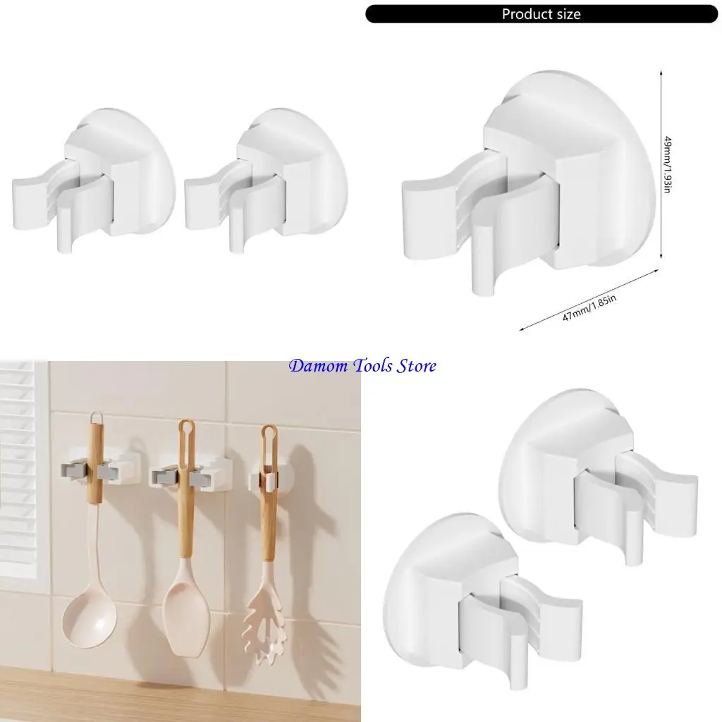 57BE 2pcs Wall Mounted Mop & Brooms Organizers Garden Tool Storage Rack Space Saving