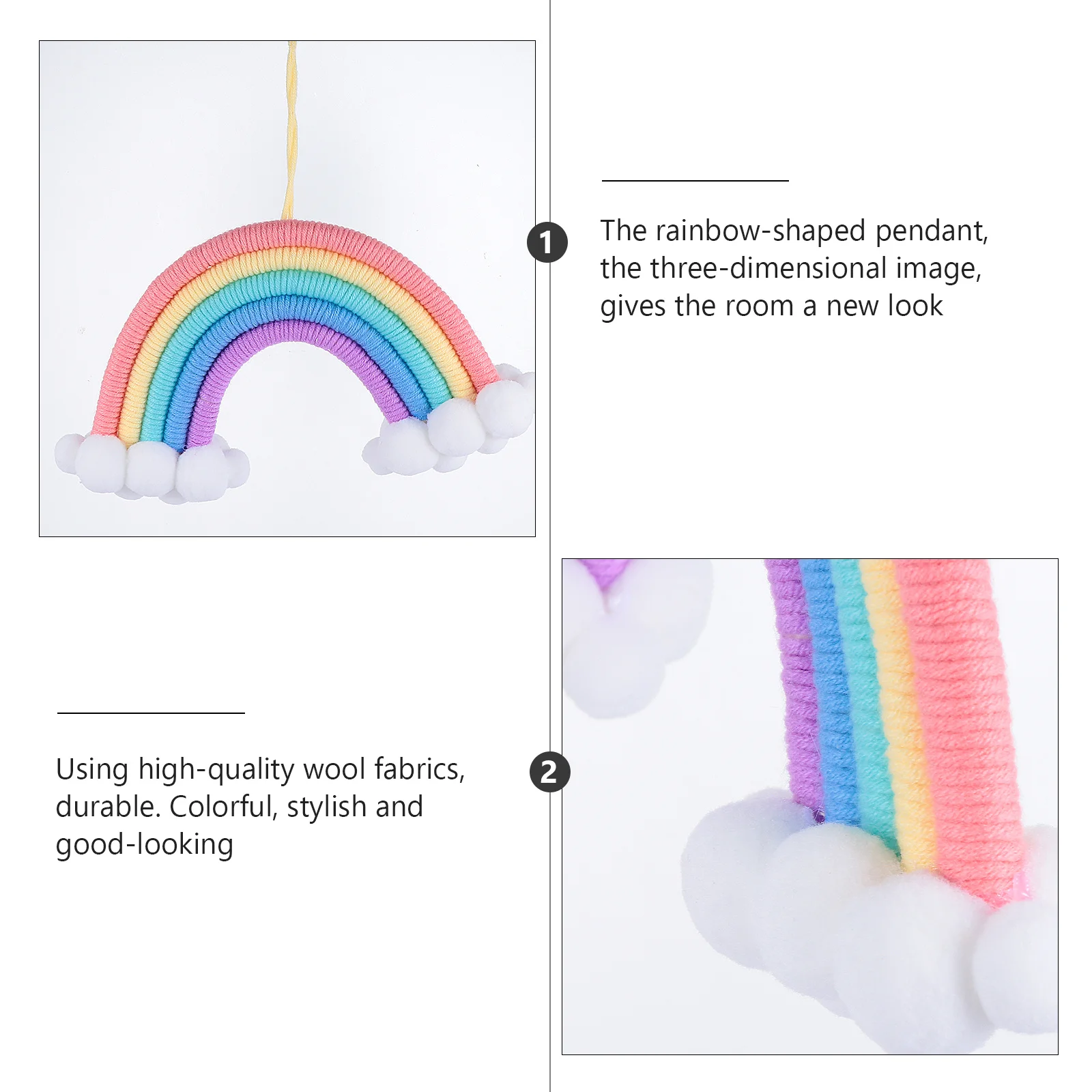 

1Pcs Nordic Style Rainbow Cloud Pendant Hand-Woven Children Room Decoration Hanging Wall Decor Rainbow Ornament Photo Prop Gift