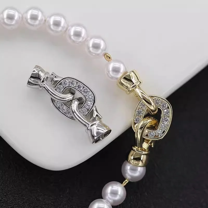 

1pcs Gold-Plated Copper Zirconia Classic Oval Pearl Necklace Clasp for Women DIY Jewelry Making Materials Accessories Wholesale