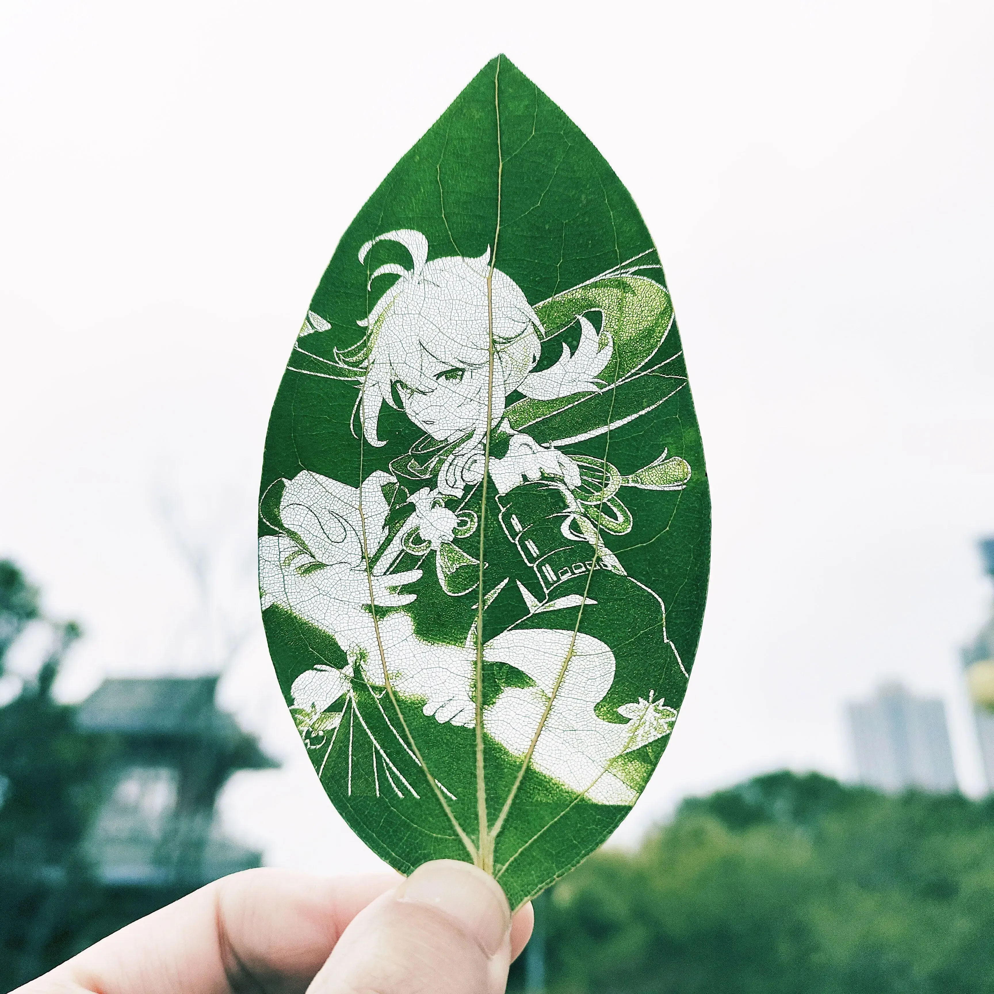 Anime Game Genshin Impact Cosplay Photo Frame Portrait Leaf Carving Accessories Bookmark Widget Decoration Birthday Xmas Gift