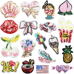 Cute Cartoon sequin Embroidered Patches For Clothing Thermoadhesive Butterfly Patches Iron on Patches DIY Jackets Sew Stickers