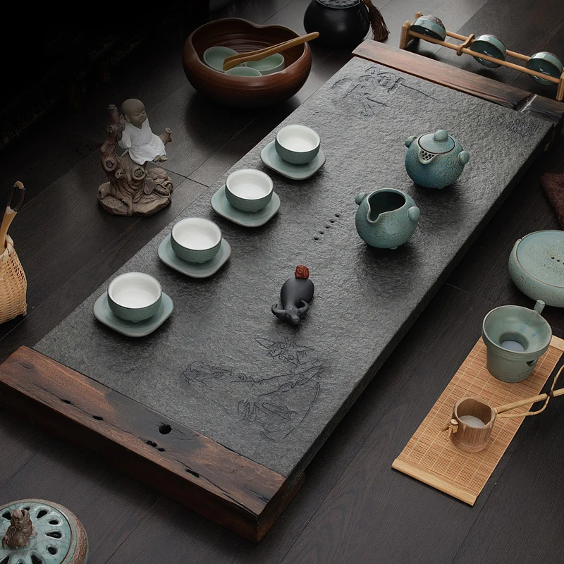 Wooden Coffeeware Tea Tray Stone Drainage Drip Valet Ash Coasters Tea Tray Hospitality Tableware Bandejas Home Decorationgs