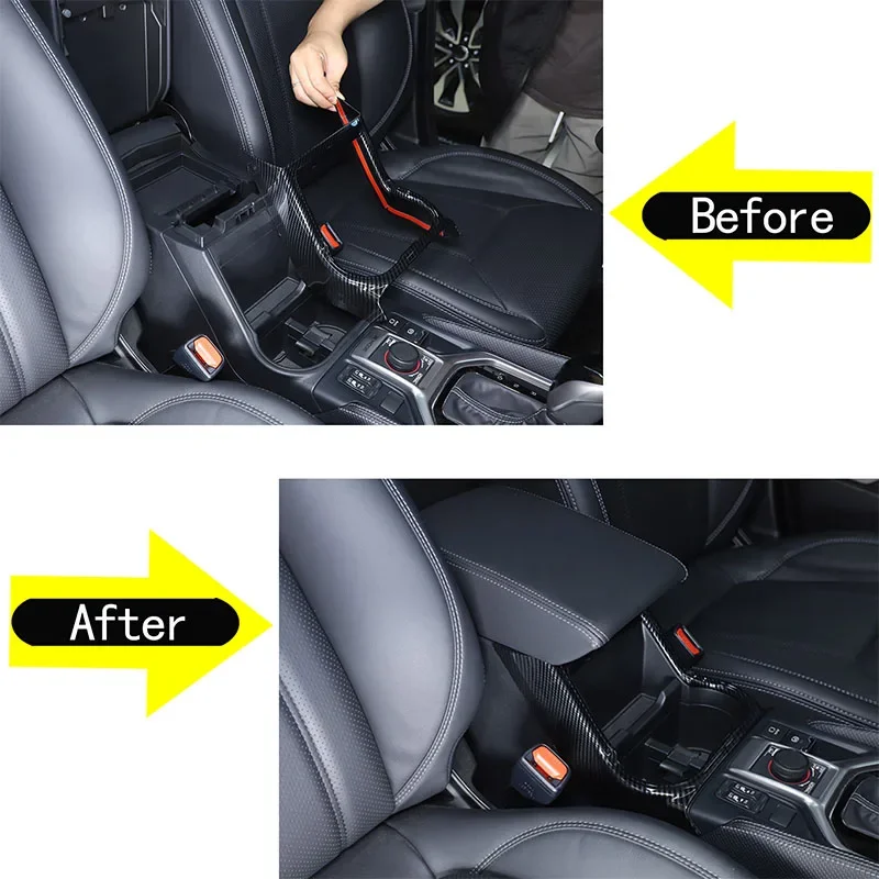 For Subaru Forester 2019-2024 ABS Carbon Fiber Center Control Front Drainage Cup Holder Panel Interior Modification Accessories