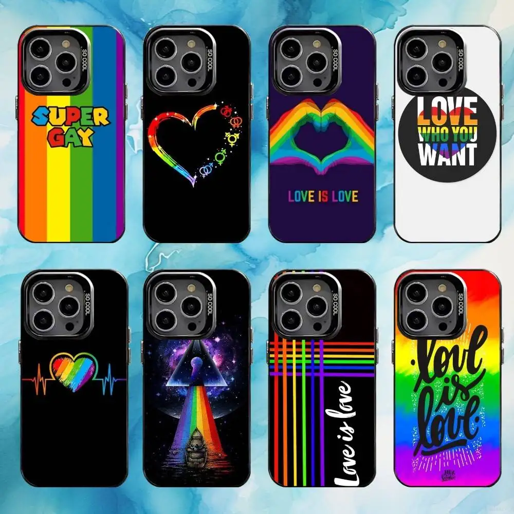 

Gay Lesbian LGBT Rainbow Phone Case For iPhone17,16,15,14,13,12,11 Plus,Pro Max Black Candy Matte Shockproof Cover