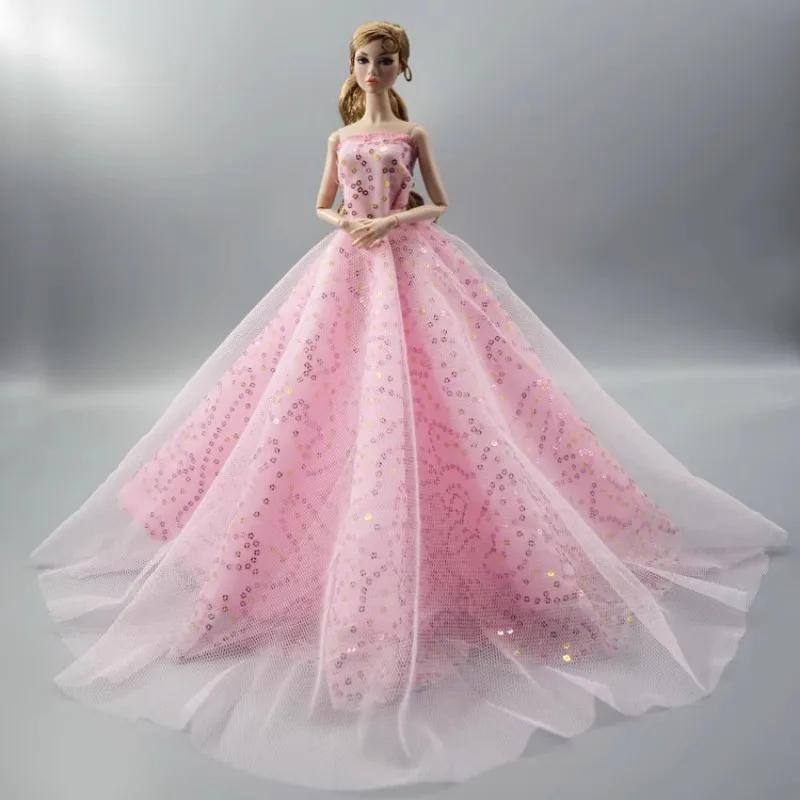 Doll Sequined Luxury Dresses Formal Wear Tutu Dress For 29CM Princess 1/6 Doll Bridal Tulle Candy Color Wedding Dresses Clothing