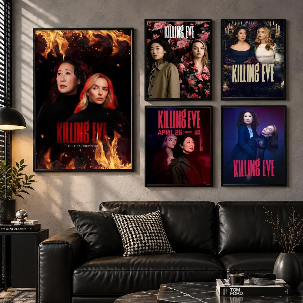 Killing Eve Spy Thriller Dangerous Obsession Dark Comedy Series Poster Aesthetic Unframed Wall Prints for Bedroom & Living Room