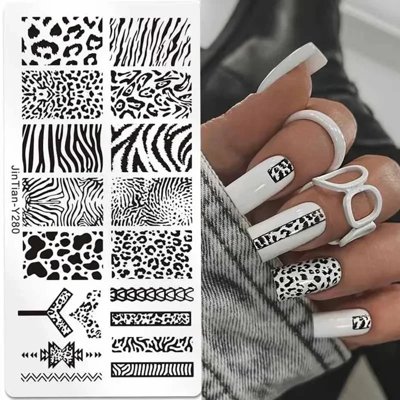 Tiger Zebra Leopard Print Nagel Stamping Platten Tier Bild Druck Schablone Nagel Stempel Vorlagen Nail art Werkzeug Nägel Dekoration