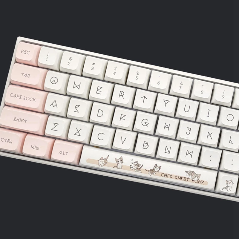 136 Keys XDA Profile Keycaps PBT DYE-SUB Cute Cat Theme Pink Keycap For Cherry Mx Switch GMMK Pro Mechanical Keyboard