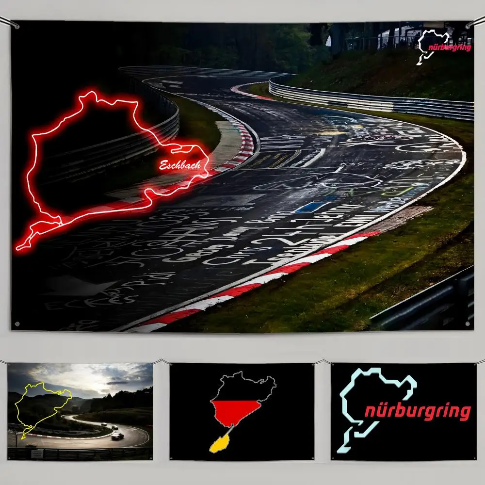 Nurburgrings Racing car Flags Custom Camping Outdoor Garden room Bedroom Decor Party Backdrops Wall Art Family Gifts