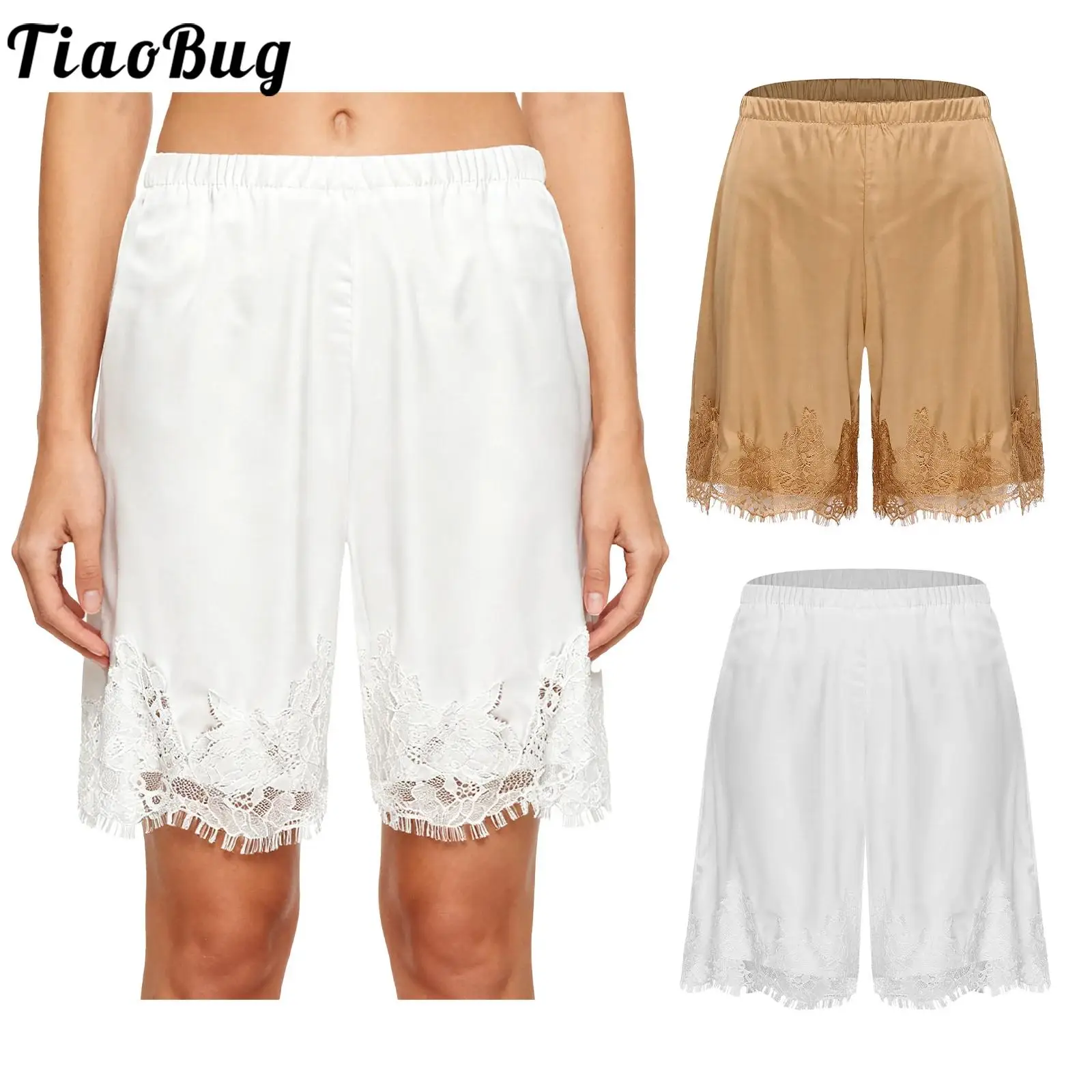 

Женские атласные свободные нижние штаны, шорты в стиле Лолиты, полускользящие эластичные пояса, кружевные шорты с цветочным принтом, шорты, пижамы, ночное белье