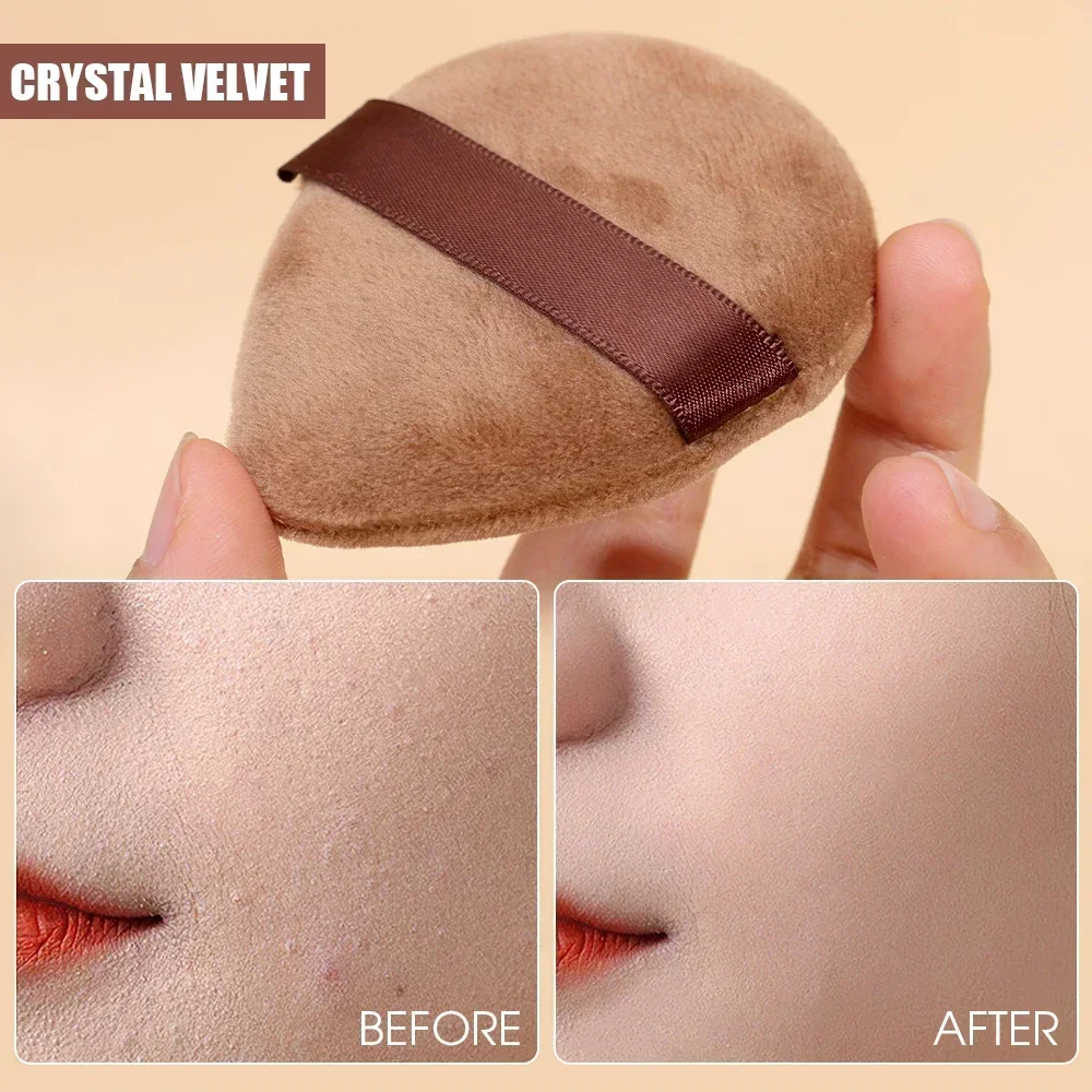 5PCTriangle Powder Puff Cosmetic Puff Loose Powder Velour Soft Makeup Sponge for Face Eye Contouring Zmywalne aksamitne puffy