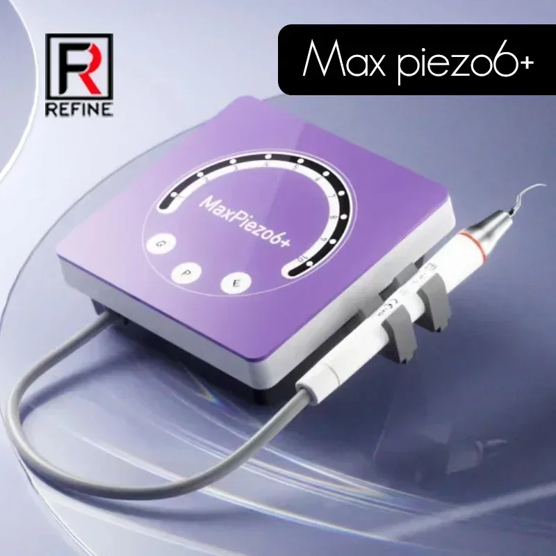 Refine Max's Piezo6+ LED Ultrasonic Scaler Handheld Device Gently Cleans Away Dental Calculus Plaque Stains Whiten Teeth Safely