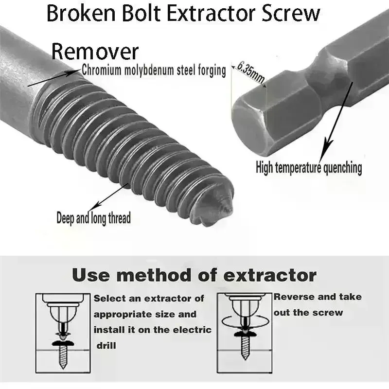 5/6Pcs Broken Bolt Extractor Set Electric Screw Remover With Center Drill Bits For Easy Thread Removal Tool Set