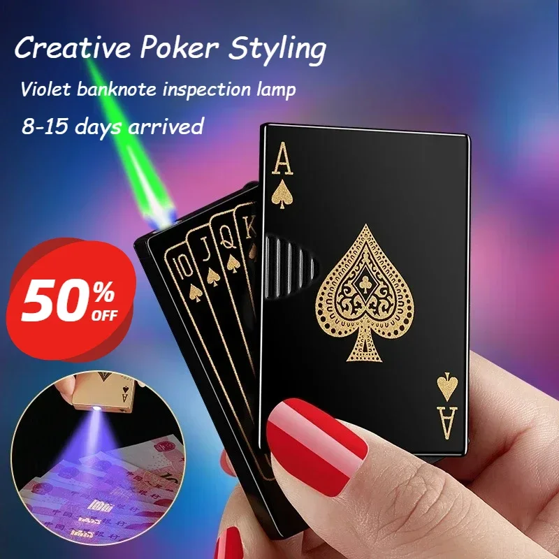 Hot Creative Playing Cards Ace of Spade Lighter Metal Windproof Poker Card Lighter Personalized Lighter Gift Smoking Accessories