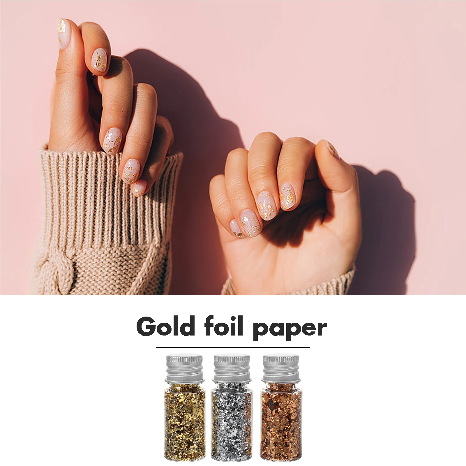 

1 set 1 Set Gold Flakes Nail Art Supplies Decorative Foil Paper For Diy Nail Decor Shiny Glitter Flakes Durable Foil Sheet Craft