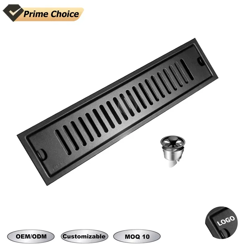 for OEM ODM 304 Stainless Steel Linear Floor Drain Bathroom Sink Modern Rectangular Accessories Mode Removable Grate
