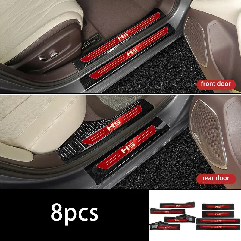 For HongQi H5 2023 Sill Strip Welcome Metal Pedal Tailgate Box Rear Guard Protective Trim Cover