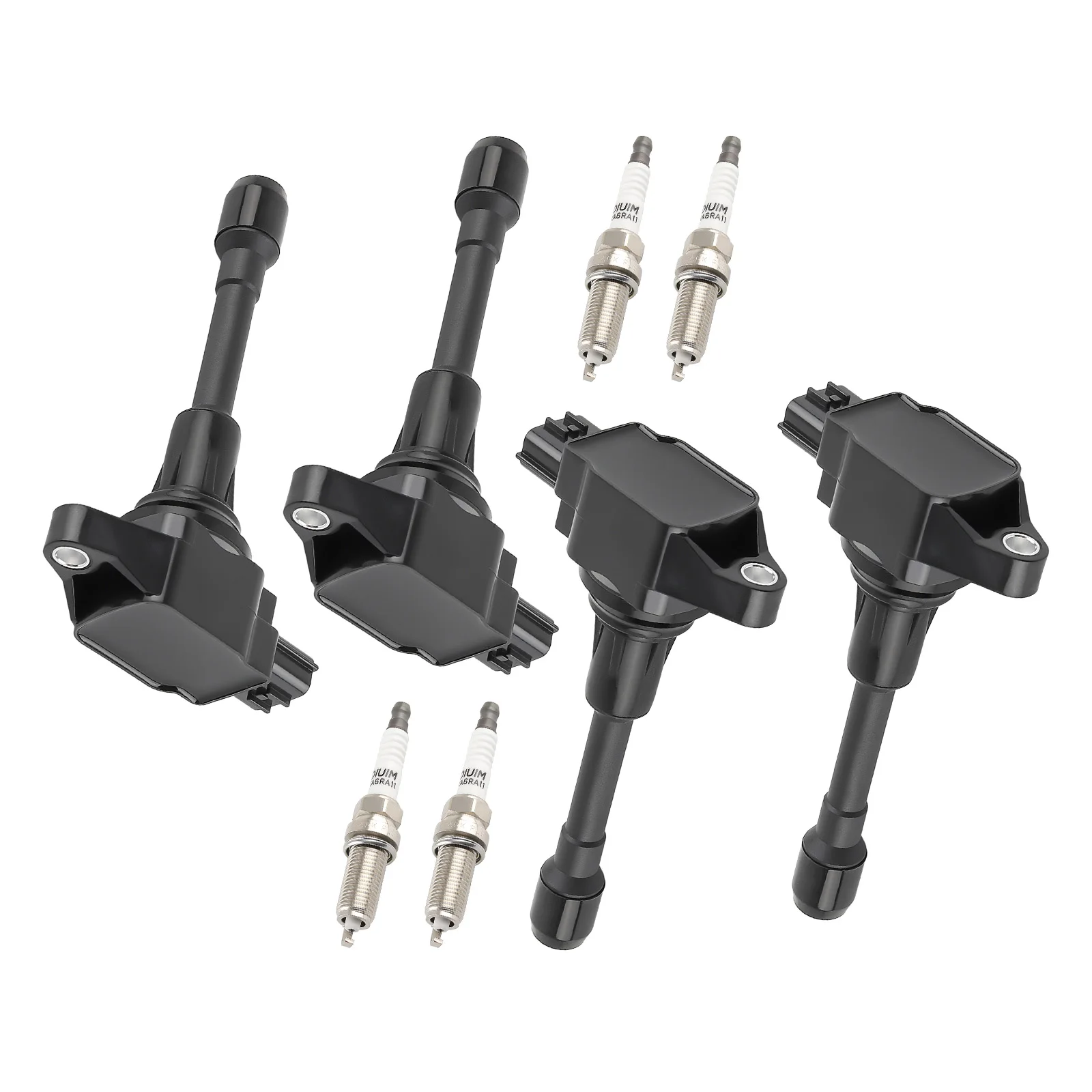 

4X Ignition Coil + 4X Spark Plugs For Nissan Sentra Tiida Urvan Versa X-Trail