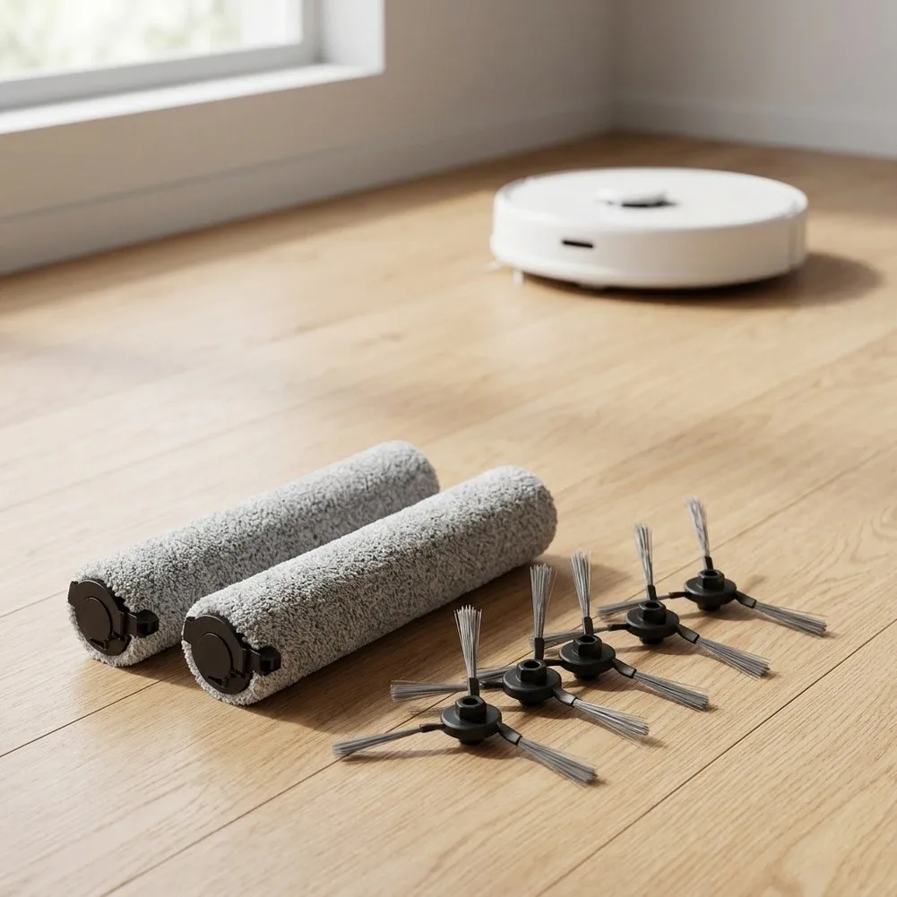 For Dreame Aqua10 for Ultra Brush Accessory Kit: 2 Roller Brushes Built for Wet Mopping and 4 Side Brushes for Baseboard Edges