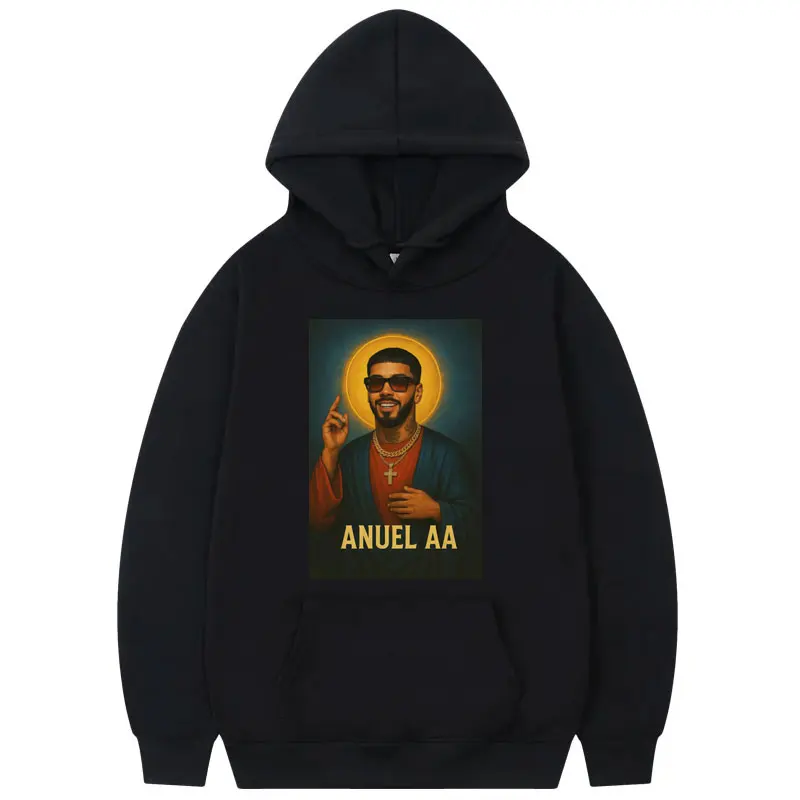 

Rapper Anuel AA Graphic Hoodies Men Women Clothing Fashion Hip Hop Sweatshirts Autumn Winter Casual Loose Pullovers Streetwear