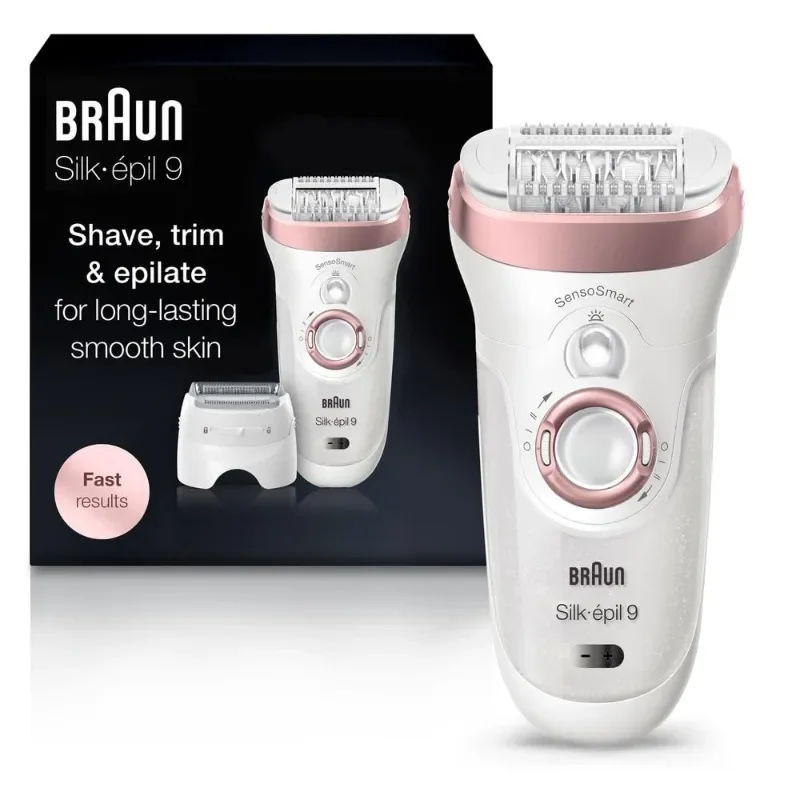 Braun Epilator Silk-épil 9 9-720, Hair Removal Device, Epilator for Women, Wet & Dry, Womens Shaver & Trimmer, Cordless