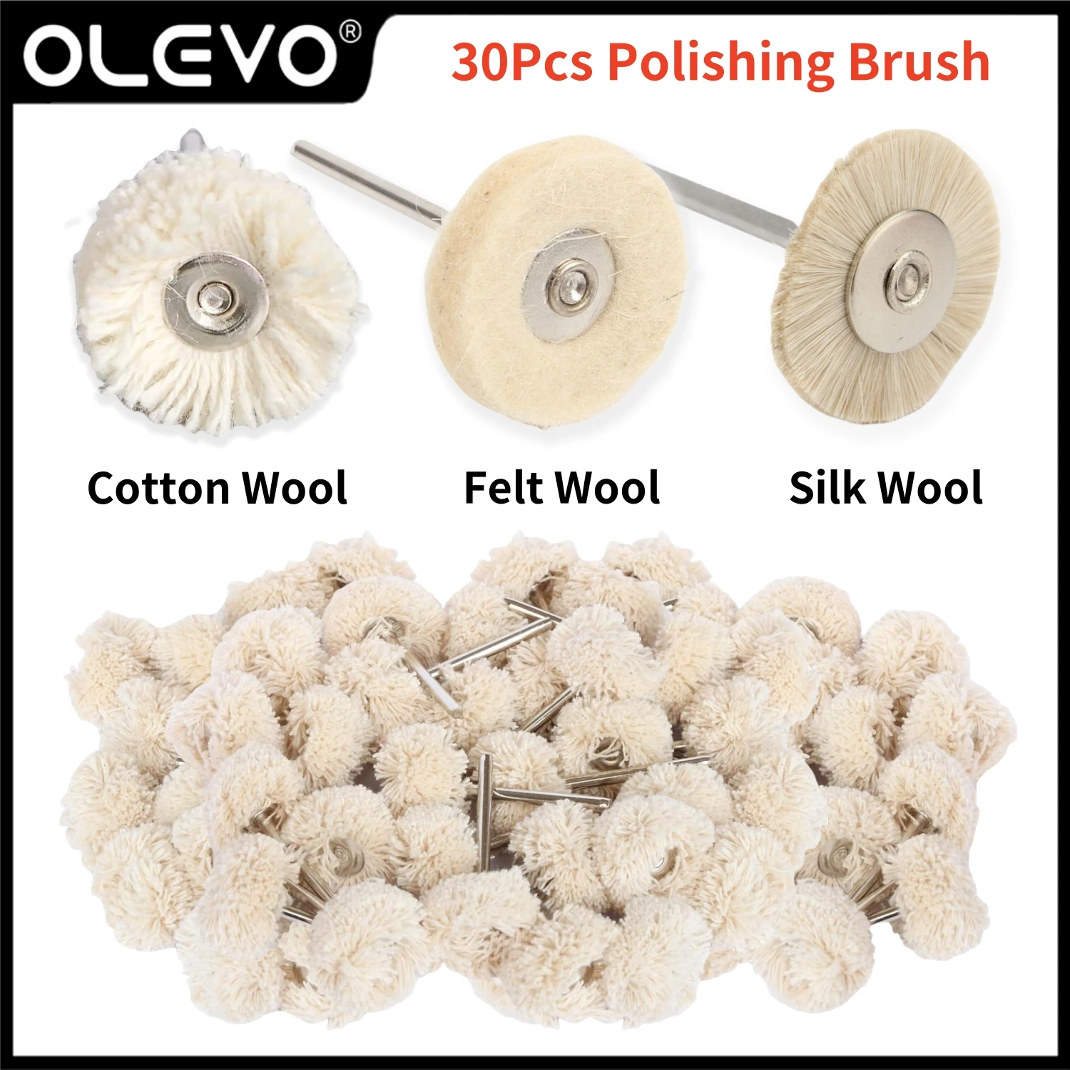 

30Pcs Dental Polishing Wheel Felt Wheel Wool Cotton Grinding Head Polishing Brush Polisher Rotary Tools for Low-Speed Handpiece