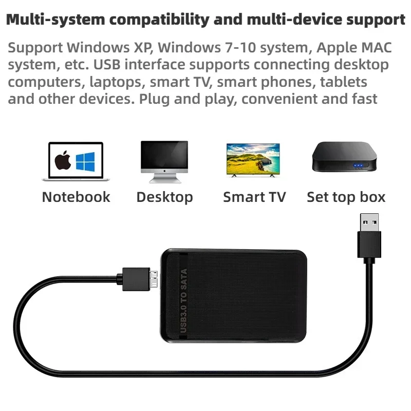Популярный портативный 2,5-дюймовый внешний жесткий диск Корпус USB 3.0 к SATA III 5 Гбит/с 2,5-дюймовый корпус для ноутбука HDD SSD Поддержка UASP
