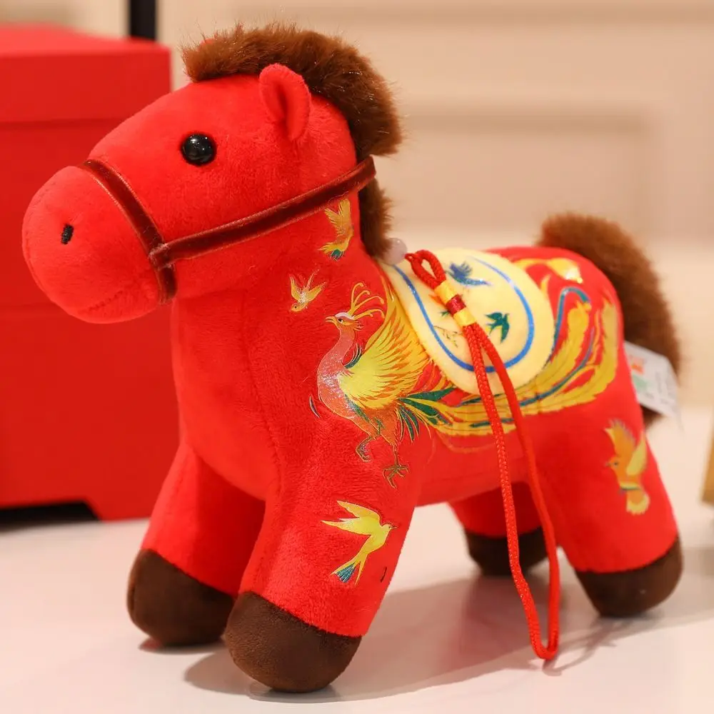 LLavero de caballo de peluche creativo, muñecos de mascota bonitos, muñeco de caballo de peluche, colgante de estilo chino, estatuilla de poni del zodiaco suave, decoración del hogar
