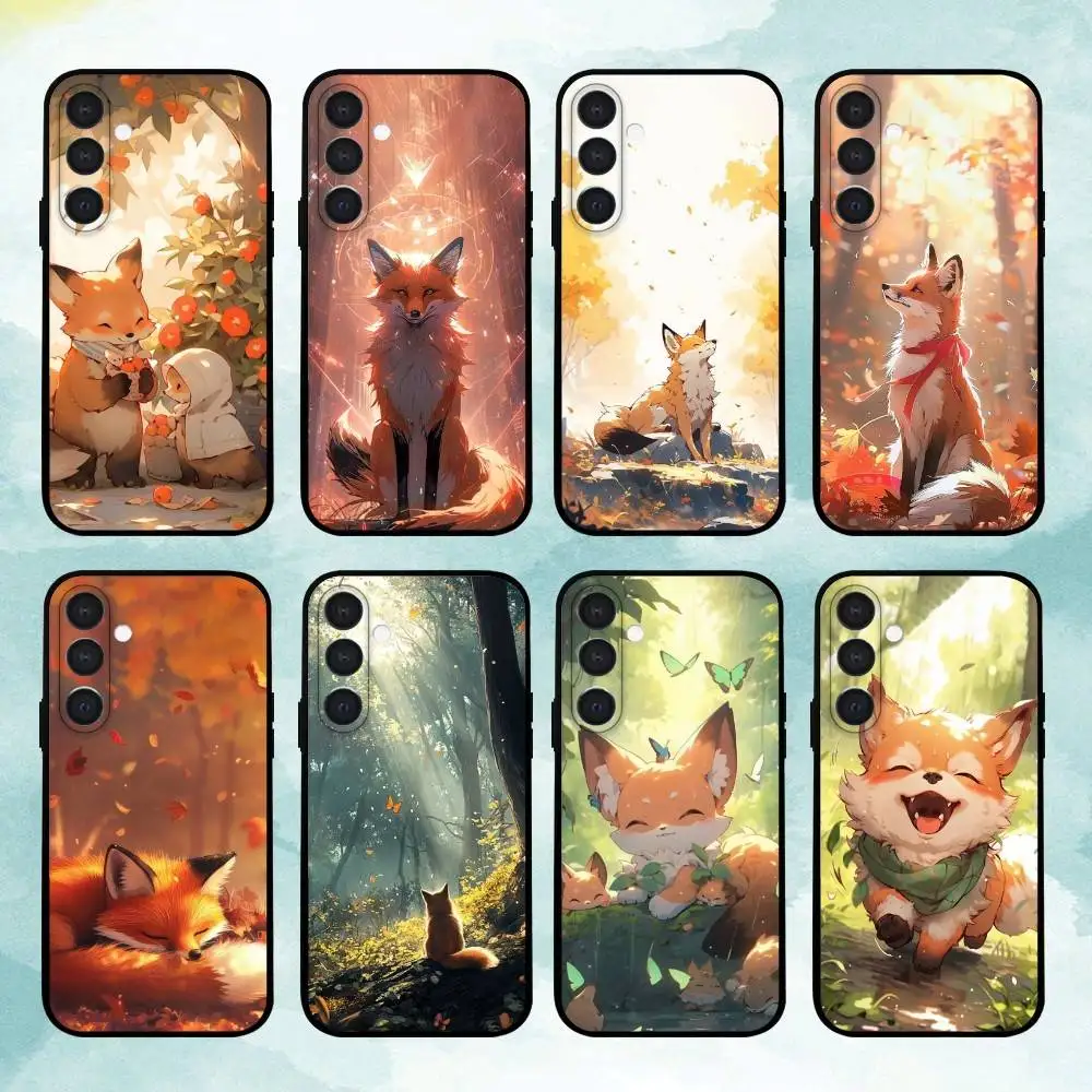

cute cartoon fox drawings Phone Case For Samsung A73,72,71,53,52,51,22,91,80, Soft Black Cover