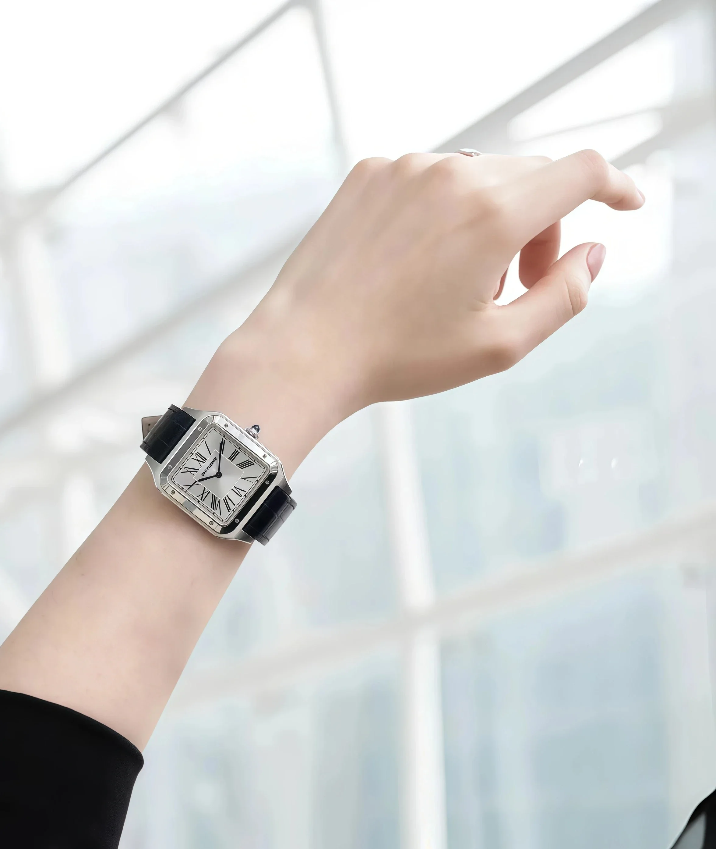 WATCH1 Store  High Quality Sapphire Watch Couple Quartz Watch Men And Women Fashion Square Leather Battery Small Square Watch