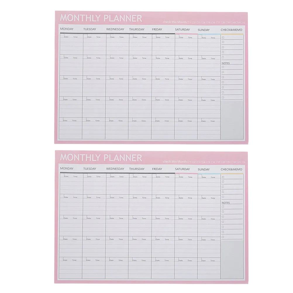 

3Pcs Monthly Memo Notepad Pink Smooth Writing Paper Schedule Plan Reminder Sheets Office School Stationery Organizer Plan Notes