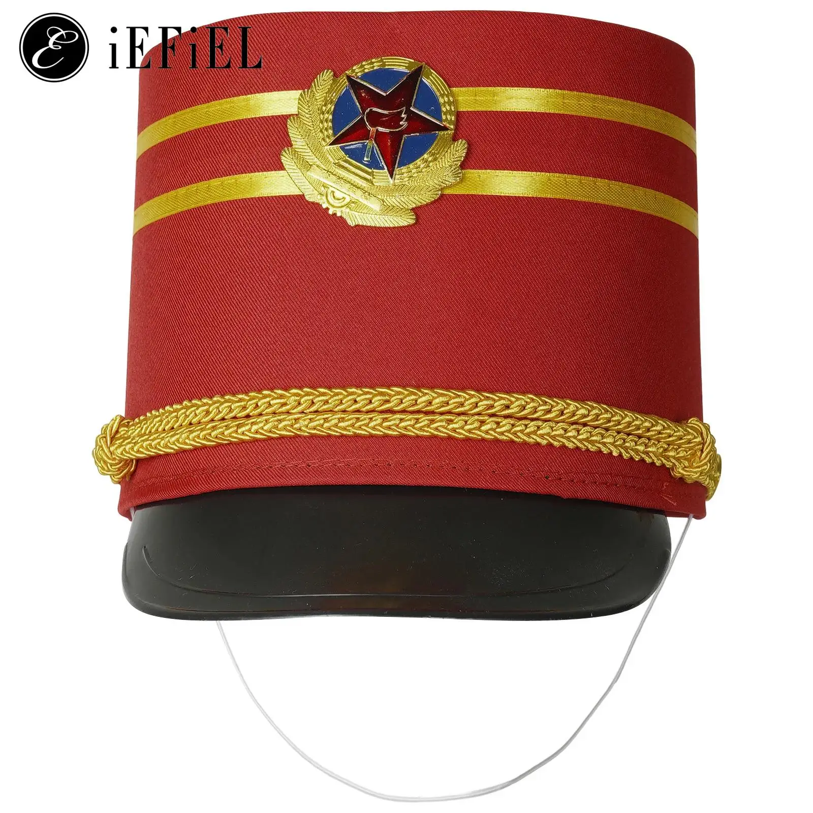 Bambini bambini Marching Band Hat Drum Major Hat Majorette Ring Master Toy Soldier Stage Performance Cap batterista Boy Costume