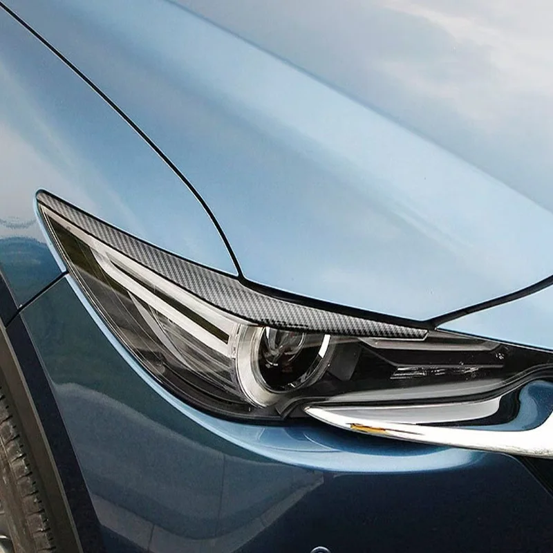 

For Mazda CX-5 CX5 KF 2017-2022 2023 2024 Black Car Headlight Eyelid Strip Accessories Front Head Light Lamp Eyebrow Cover Trim