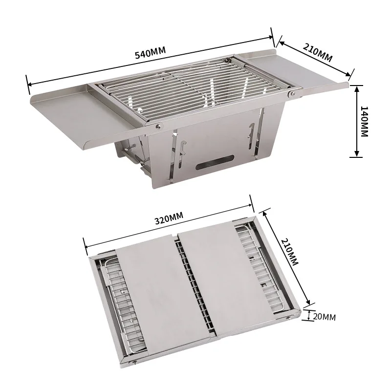 

Multifunctional Beach Travel Camping Table Granular Foldable Stainless Steel Portable Korean Outdoor Charcoal Grill