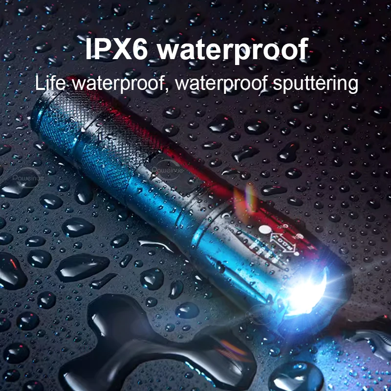 High Power Mini Torch LED Flashlight Portable USB Rechargeable Flashlights Hard Light Camping Lantern Waterproof Long Range Lamp