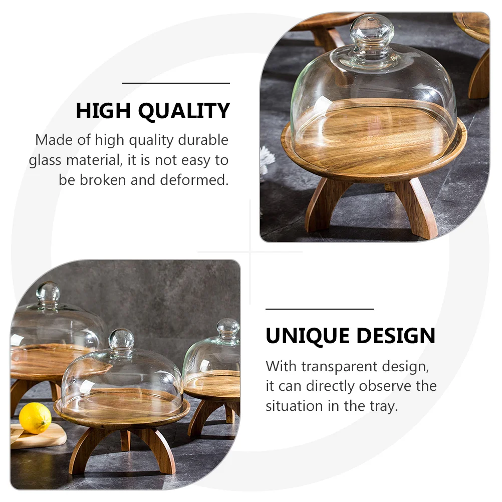 

1Pcs Glass Dust Cover Transparent Sturdy Food Protector for Dessert Cake Fruit Plate Birthday Party Display Glass Cover