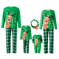 Christmas Family Matching  Outfits Patchwork Deer Print Pajamas Set Mom Dad Kids Sleepwear Baby Romper Xmas Look Pyjama