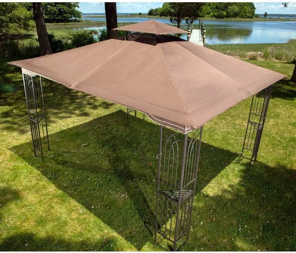 Regency 10X12 Gazebo With Mosquito Netting, Plant Rings, Corner Shelves, Ground Stakes And Center Hook