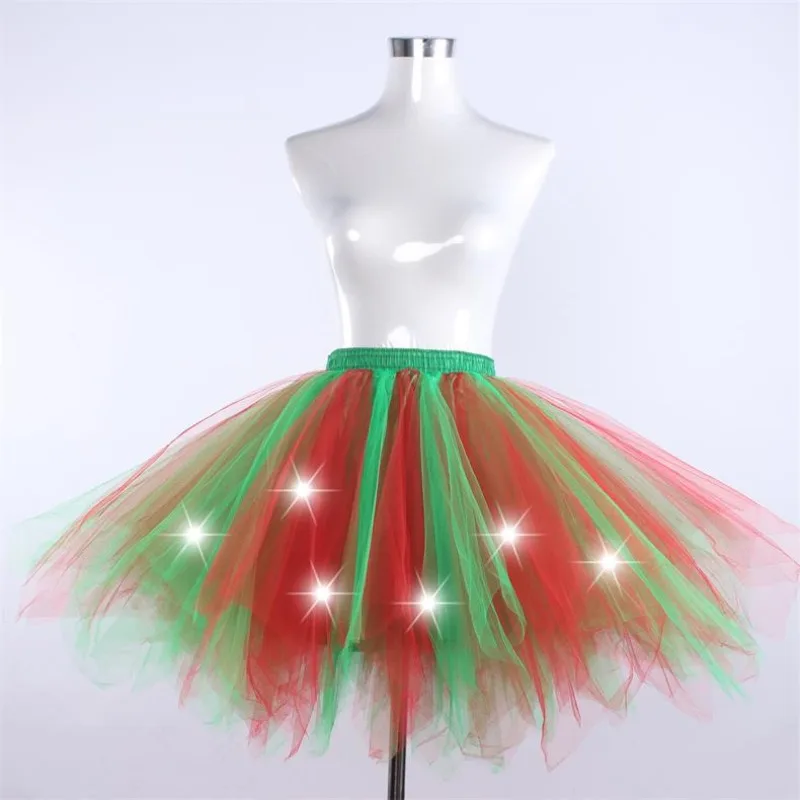 Elastic LED Glow Neon Fairy Women Tutu  Light Up Dance Running Skirt for Party Carnival Costume Cosplay  Wedding Festival