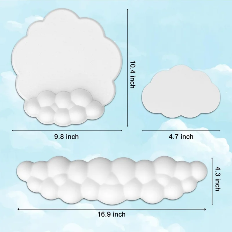 Cloud Mouse Pad with Wrist Rest and Keyboard , Ergonomic Gel Mousepad Computer , Pain Relie